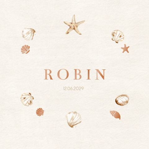 Geboortekaartje met schelpjes
