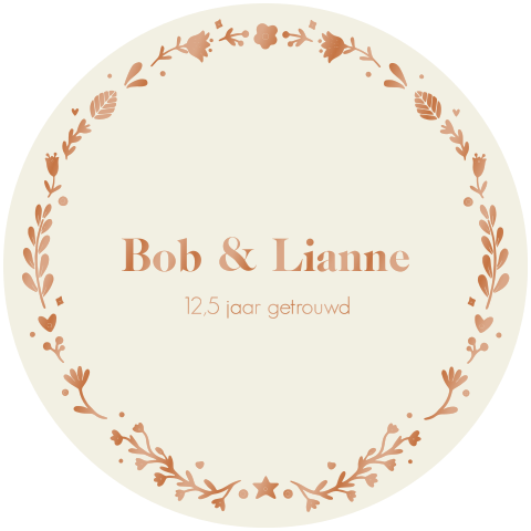 Jubileumkaart met bloemenkrans in originele vorm met hoogglans