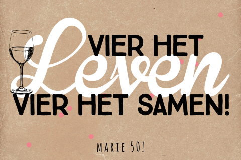 Uitnodiging 50ste verjaardag kraftlook en confetti