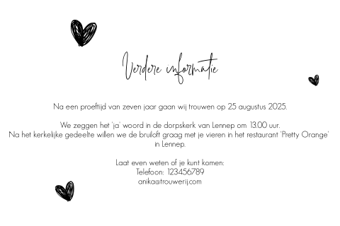 Inlegvel met zwarte tekst en hartjes - biotop papier