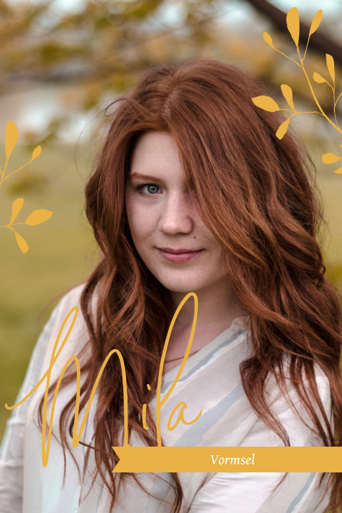 Vormsel uitnodiging met takjes en okergeel