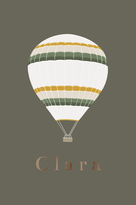 Stoer geboortekaartje met gestreepte luchtballon