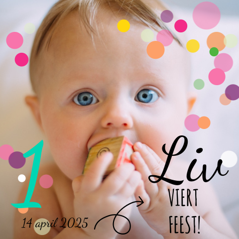 Lief verjaardagskaartje 1 jaar met stippen