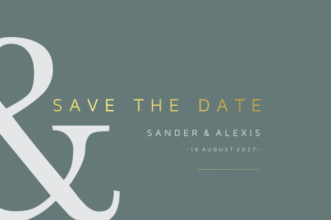 Save the date met goudfolie tekst en '&' teken