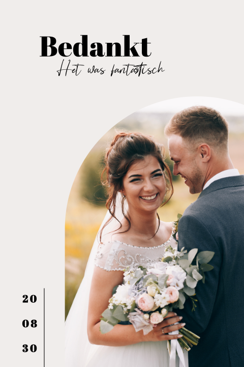 Moderne bedankkaart met foto en leuke lettertypes