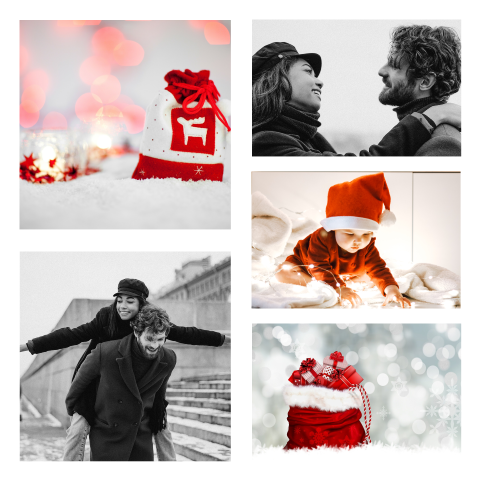 Zelf maken kerstkaart met ruimte voor 5 foto's