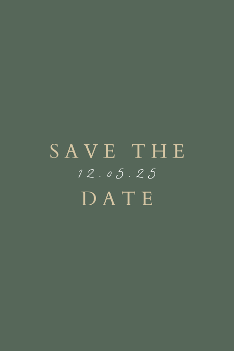 Save the date kaart in minimalistische stijl in donkergroen