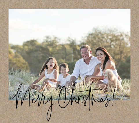 Kerstkaart op kraft-look in Polaroid-stijl