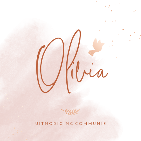 Trendy communiekaart met foto en roségoudfolie