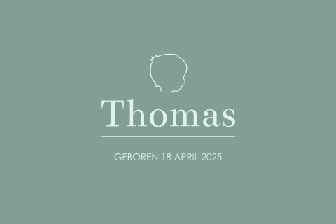 Klassiek geboortekaartje met silhouet van een jongen in groen