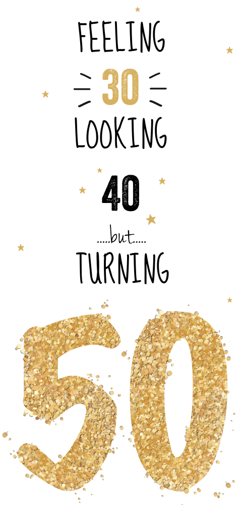 Uitnodiging 50ste verjaardag met glitter look cijfers