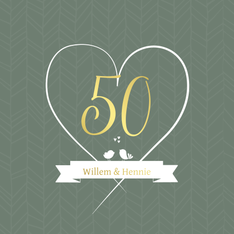 Stoere jubileum uitnodiging met '50' in goudfolie