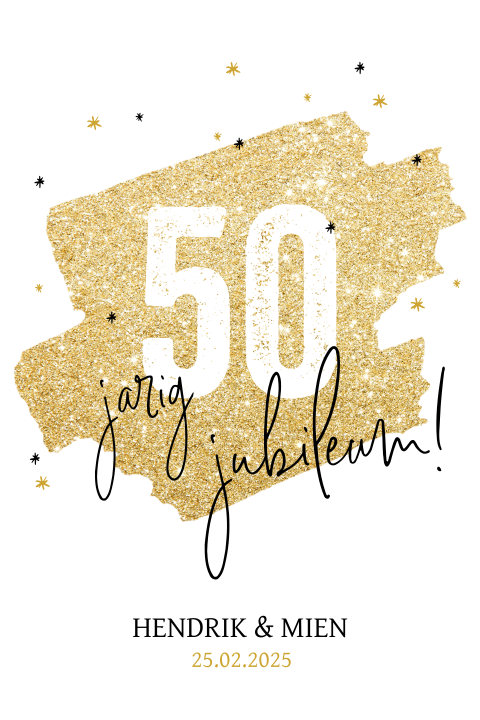Hippe uitnodiging 50 jaar getrouwd met sterretjes