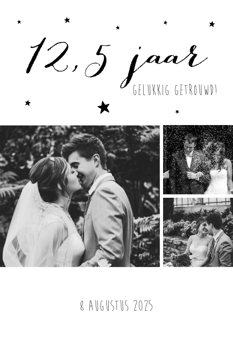 Zwart-wit fotokaart voor trouwen