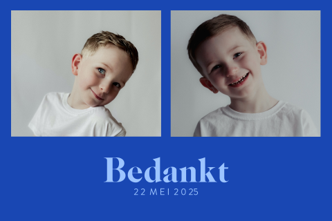 Bedankkaart voor communie met foto en colorblock