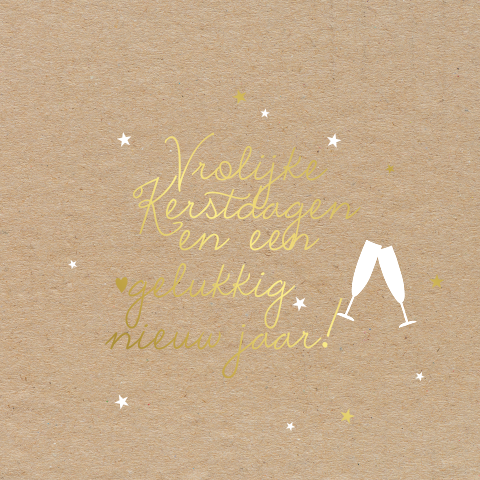Goudfolie kerstkaart met lieve tekst