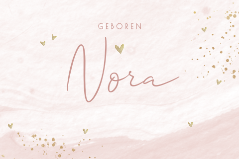 Lief geboortekaartje met roze marmer effect