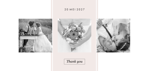 Panorama bedankkaart met foto's en roze vlak