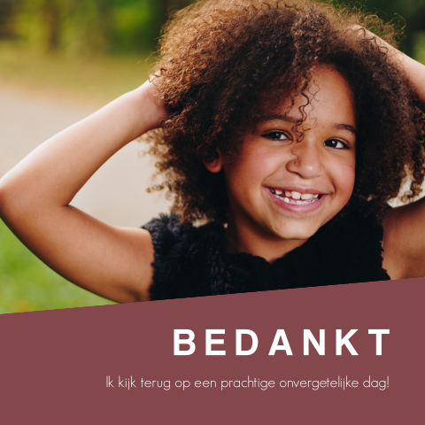 Bedankkaart communie met gekleurde vlak en foto