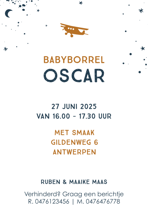 Babyborrel uitnodiging jongen met vliegtuig
