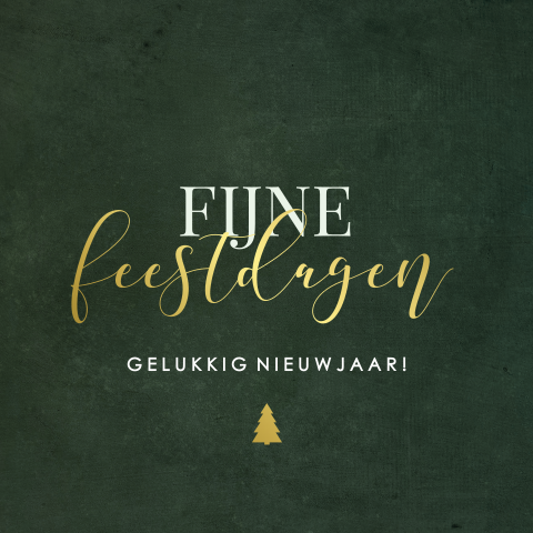 Donkergroene kerstkaart met goudfolie kerstboom