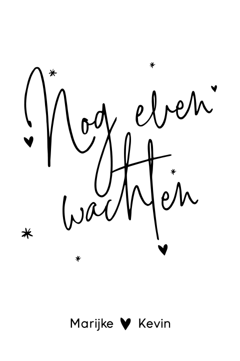 Zwarte witte kaart voor het uitstellen van een huwelijk