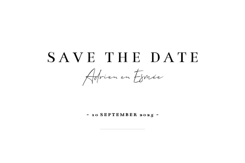 Moderne save the date kaart in zwart wit met leuke lettertypes