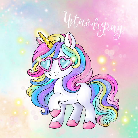Vrolijke communiekaart voor meisje met unicorn