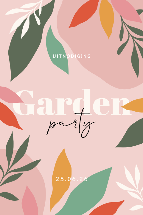 Uitnodiging garden party met gekleurde takjes