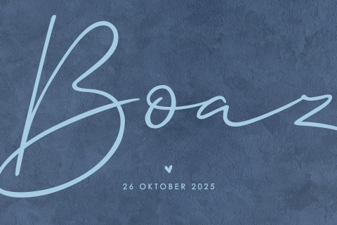 Geboortekaartje met blauwe velvet-look achtergrond