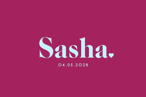 Communiekaart unisex in colorblock thema met paars en blauw