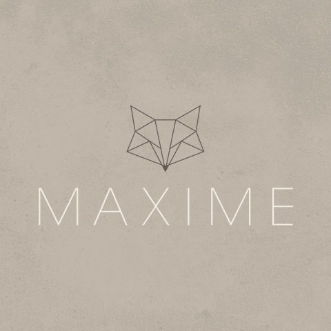 Stoer geboortekaartje voor jongen met lijntekening van vossenkop