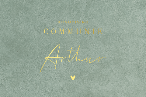 Hippe goudfolie communiekaart met velvet-look achtergrond