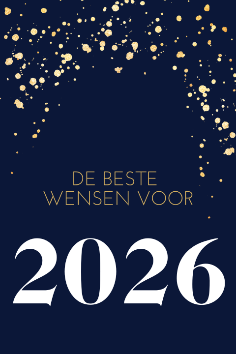 Moderne zakelijke nieuwjaarskaart met gouden spetters op blauw