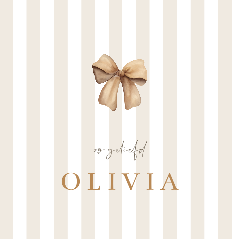 Geboortekaart met lijnen en strikje