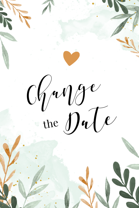 Change the date kaart met aquarel takjes