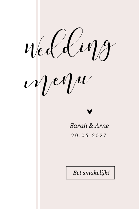 Moderne menukaart met roze vlak