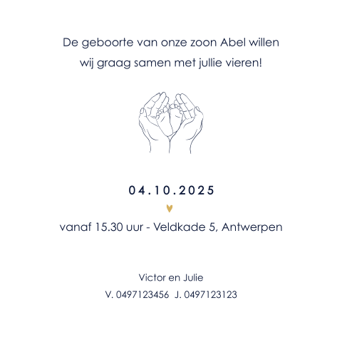 Babyborrel kaartje met voetjes en handjes