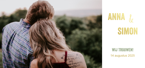 Goudfolie trouwkaart zelf maken met foto