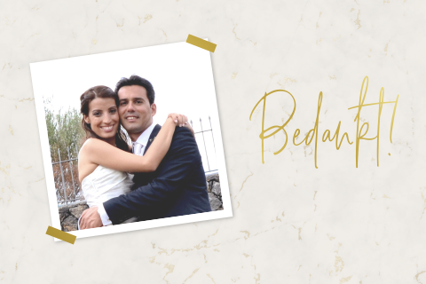 Goudfolie bedankkaart met marmer effect en goudfolie