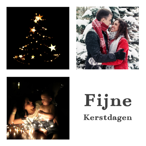 Vierkante kerstkaart zelf maken met drie foto's