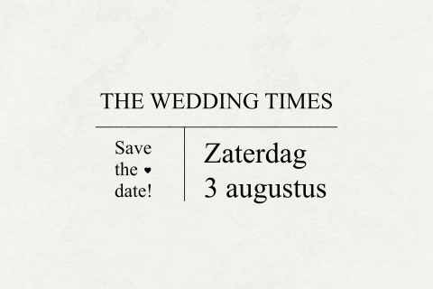Save the date kaart in de stijl van een krant