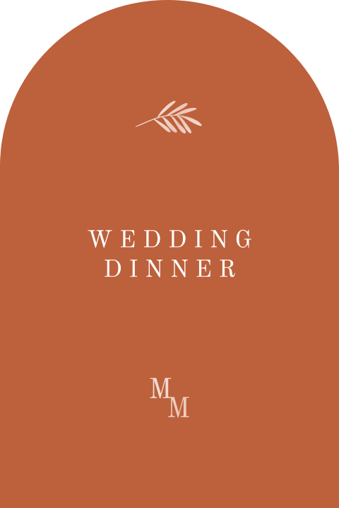 Originele menukaart in boogvorm met roestbruine kleur