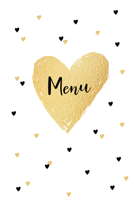 Romantische menukaart met hartjes