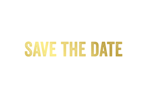 Save the date kaart in het wit met goudfolie letters