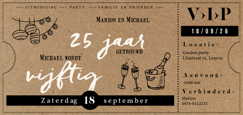 Dubbel feest uitnodiging in VIP Ticket Vorm kraftlook