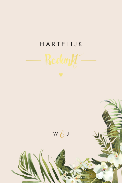 Stijlvolle bedankkaart met orchidee en goudfolie