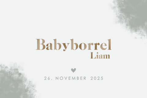 Stoere babyborreluitnodiging met bruin hoogglans en watercolour