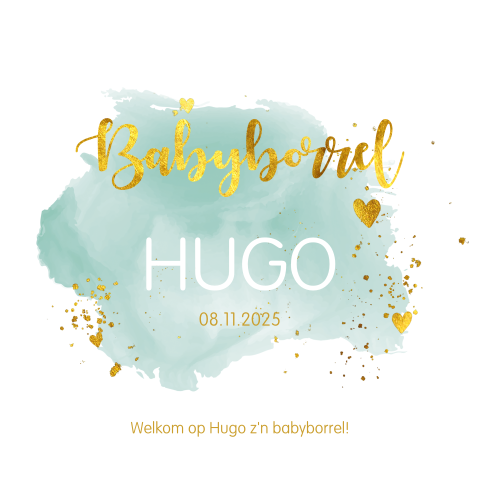 Babyborrelkaartje voor een jongen met gouden details