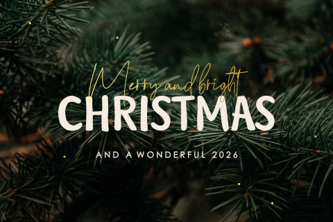 Zakelijke kerstkaart met foto en details van goudfolie